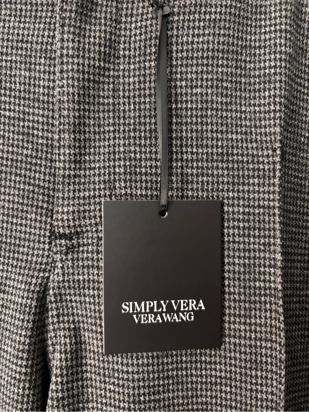 NWT Simply Vera Wang Sz XL Houndstooth Career Pants Medium Gray Black Stretch - Picture 3 of 12